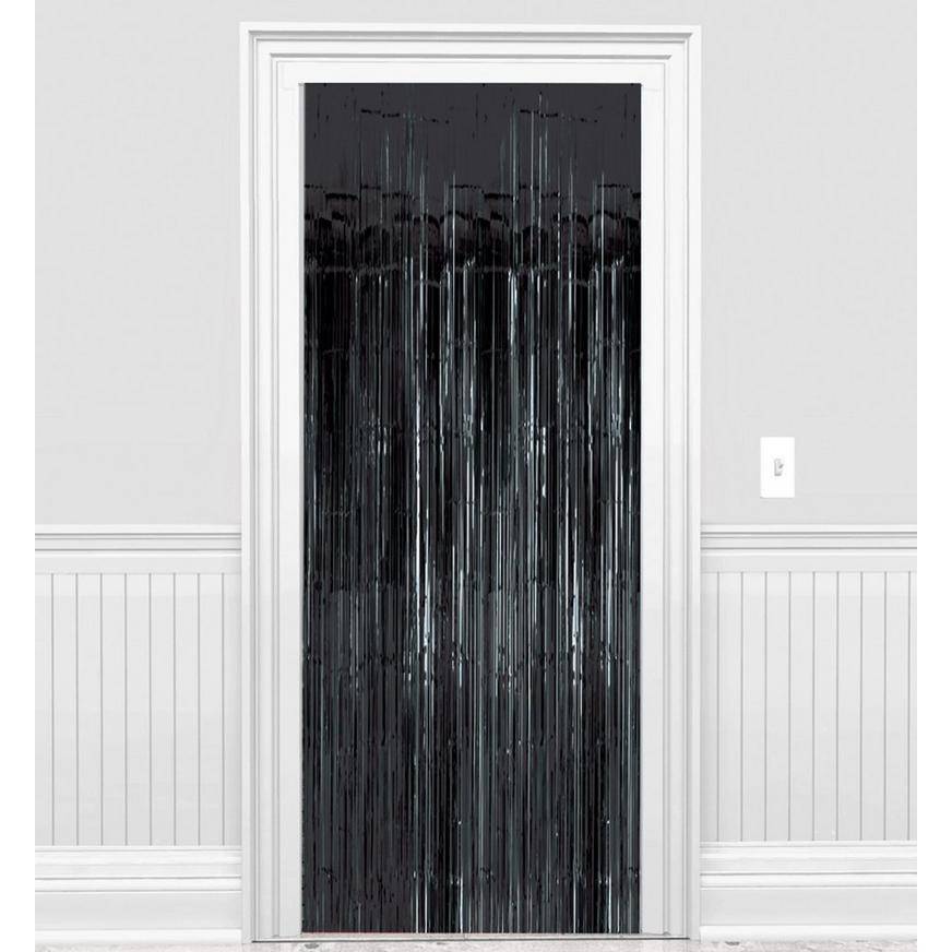 Party City Black Foil Fringe Doorway Curtain (3ft x 8ft/black)