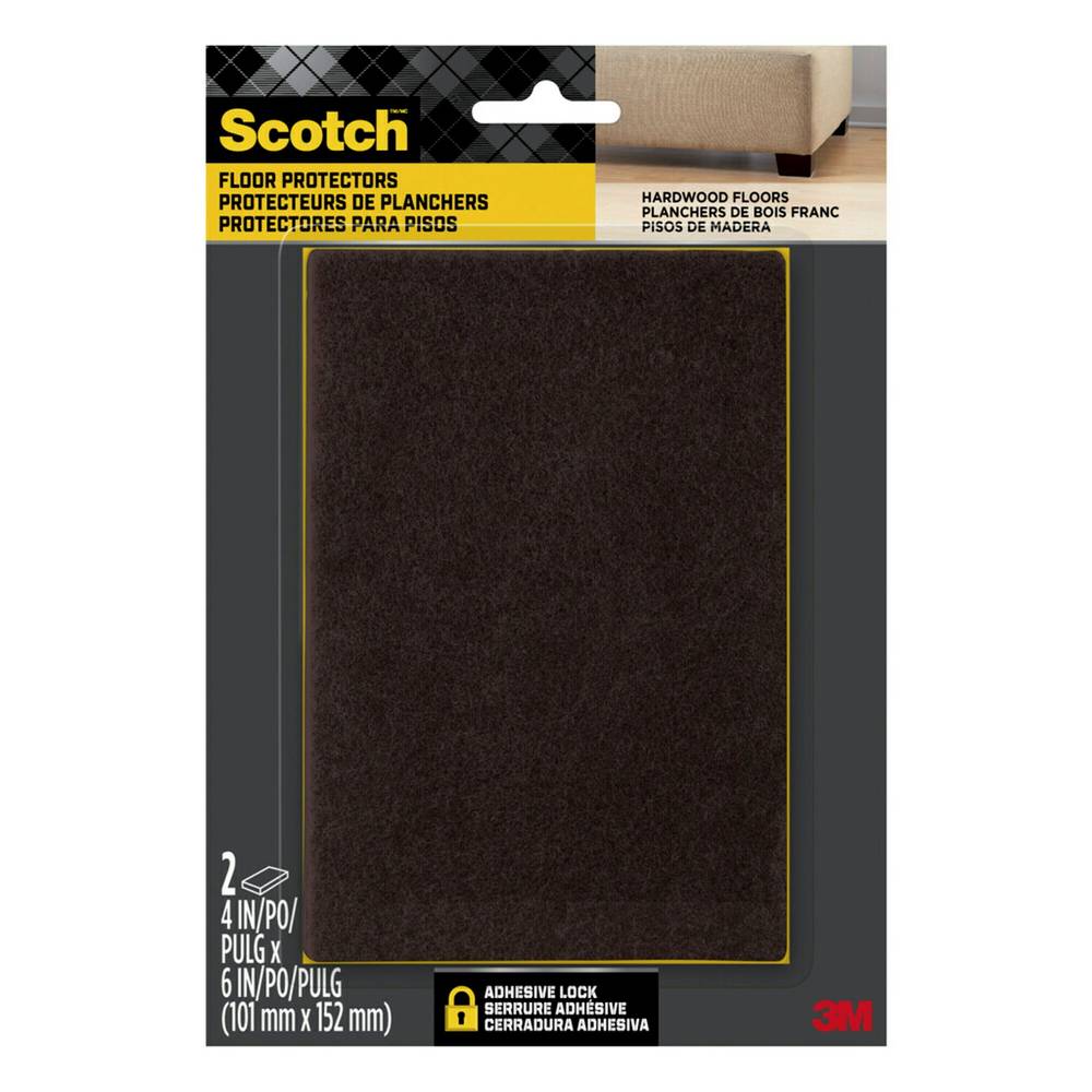 Scotch Easy Cut 2-Pack 4-in x 6-in Brown Rectangular Felt Furniture Pads | SP830-NA