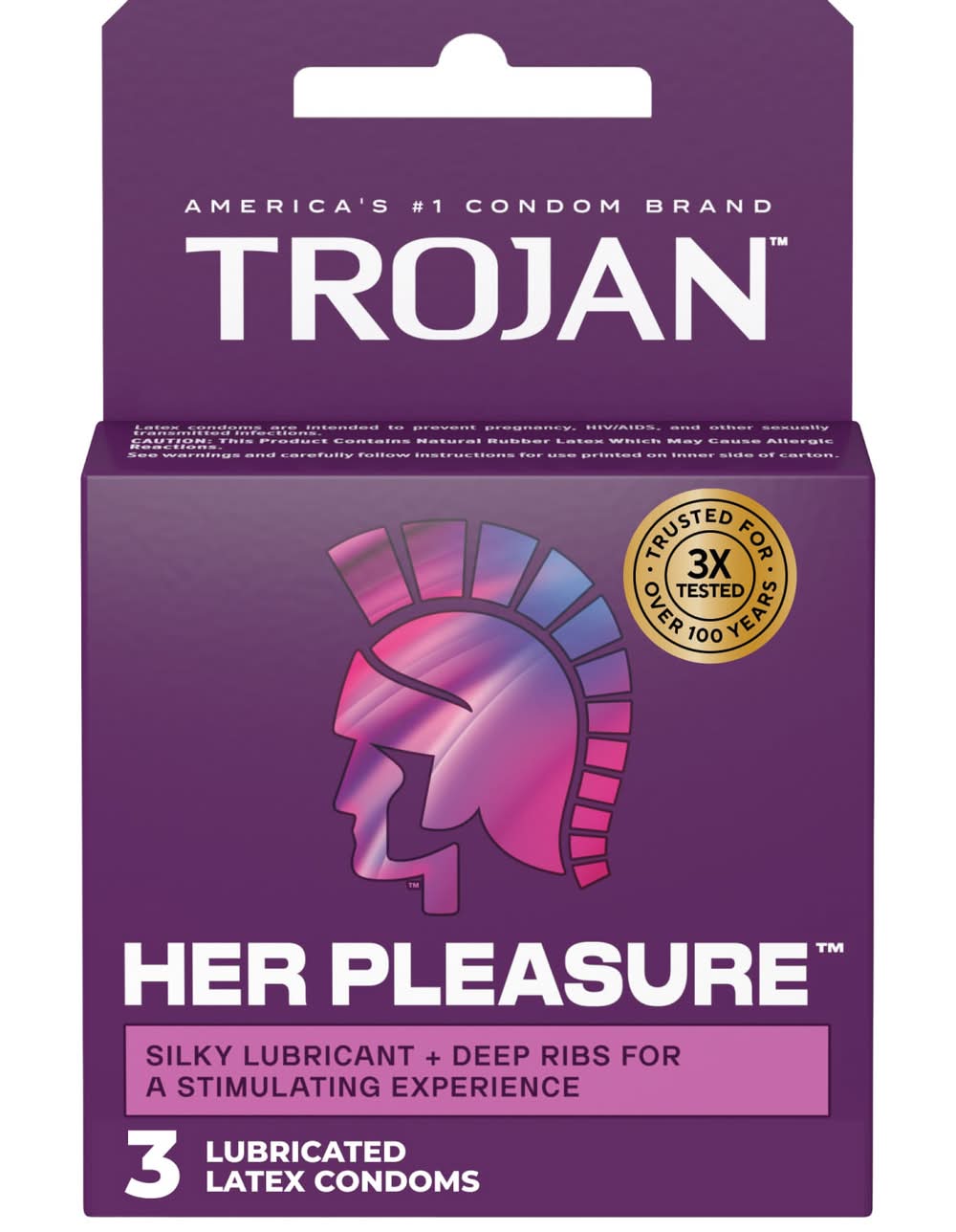 Trojan Her Pleasure Lubricant Latex Condoms (3 ct)