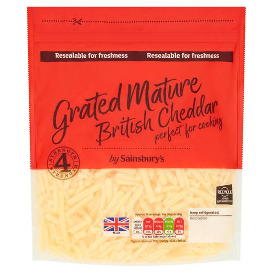 Sainsbury's British Mature Grated Cheddar Cheese 250g