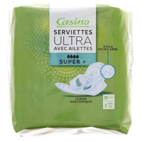 Casino Serviettes hygiéniques - avec aillettes - Ultra - Super plus - x12