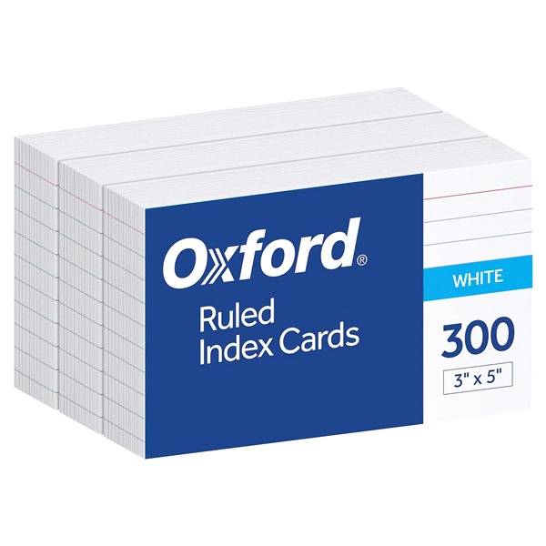 Oxford Ruled Index Cards, 3'' X 5'', White (300 per ct)
