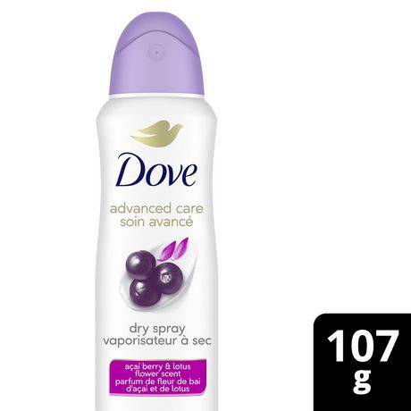 Dove Advanced Care Dry Spray Antiperspirant Deodorant, Açaí Berry -Lotus Flower (107 g)