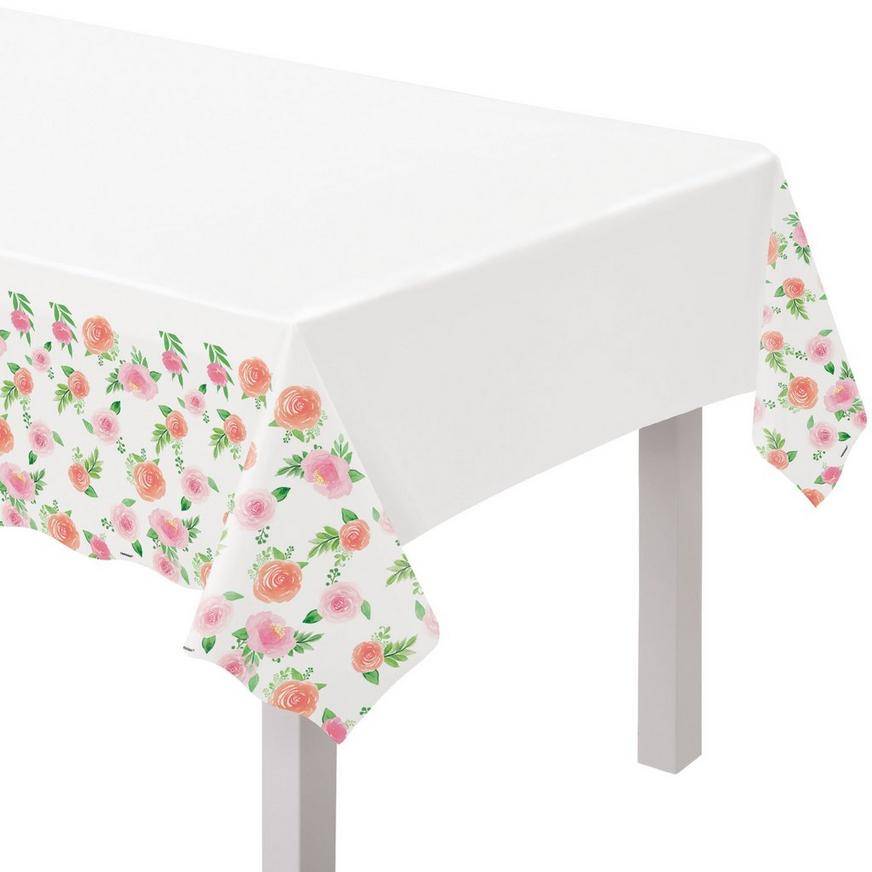 Party City Floral Baby Plastic Table Cover (54in x 102in)