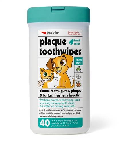 Petkin Plaque Toothwipes, 40 Count