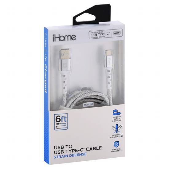 Ihome Usb To Usb Type-C 6 Feet Strain Defense Cable