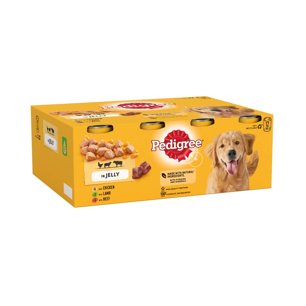 Pedigree Adult Wet Dog Food Tins Mixed in Jelly (12 pack)