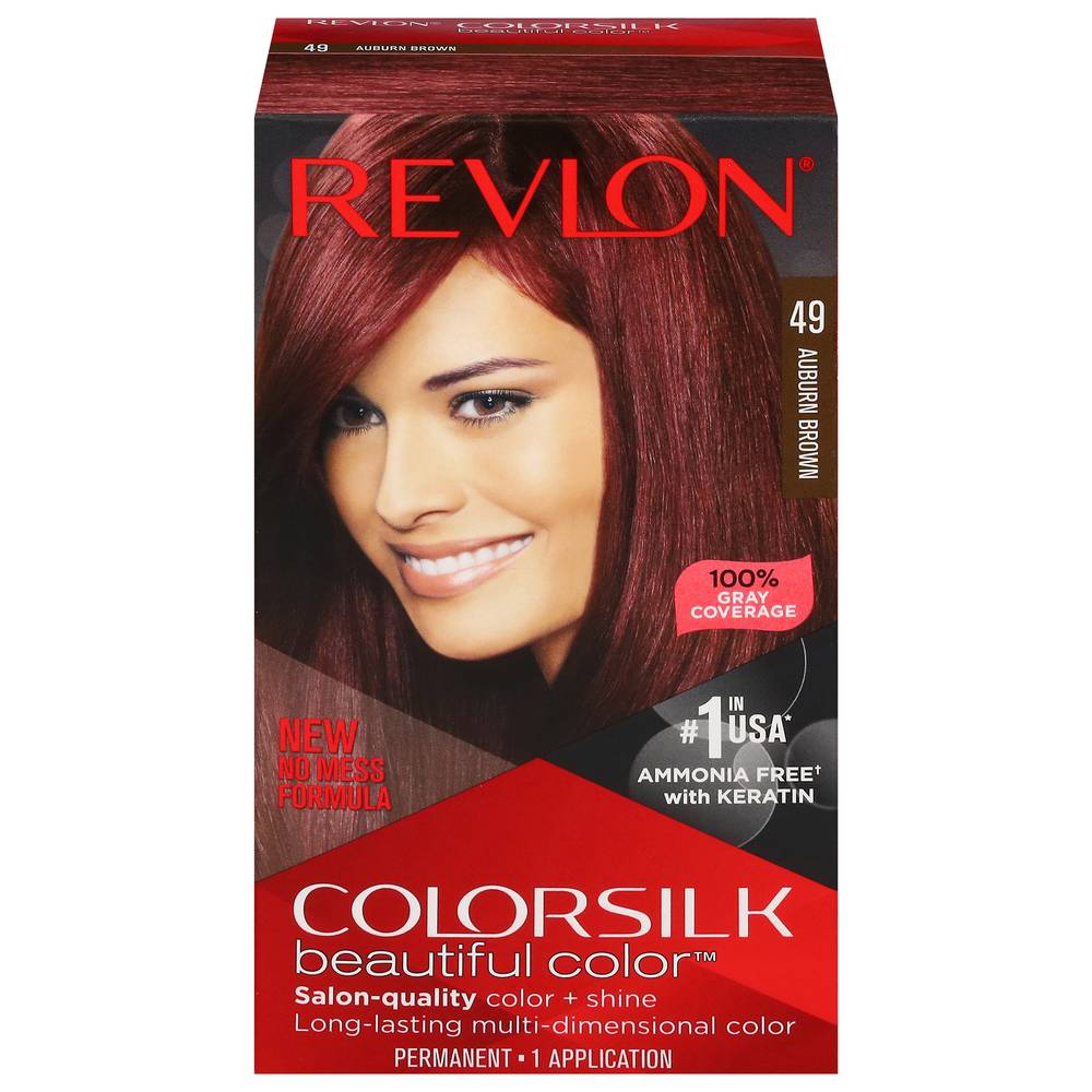 Revlon Colorsilk Beautiful Color Permanent Hair Color, 49 Auburn Brown