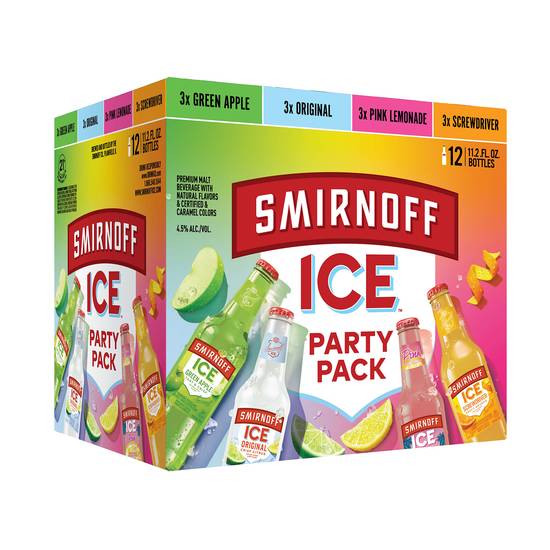 Smirnoff Ice Malt Beverage (12 pack, 11.2 fl oz) (green apple-screwdriver-peach bellini)