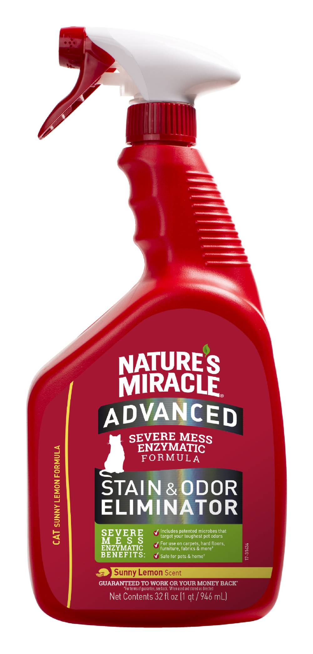 Nature's Miracle Cat Advanced Stain & Odor Eliminator, Lemon (32 fl oz)