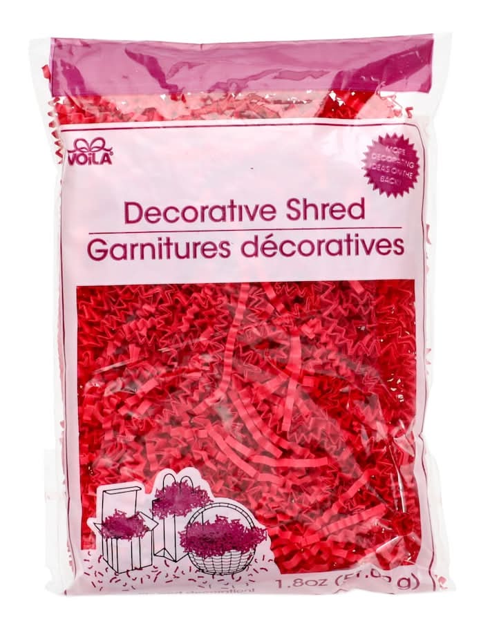 Voila Crinkle Cut Decorative Paper Shreds, Red (1.8 oz)