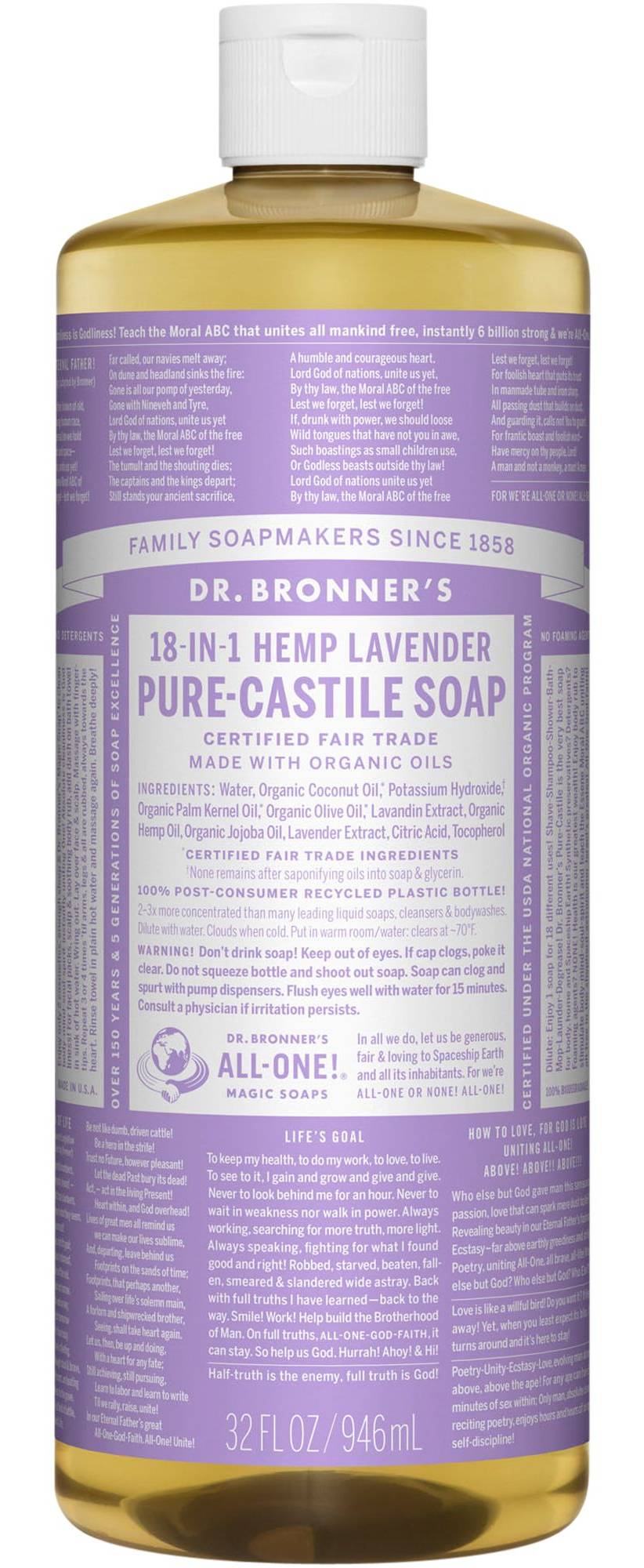 Dr. Bronner's 18 In 1 Hemp Pure-Castile Soap, Lavender