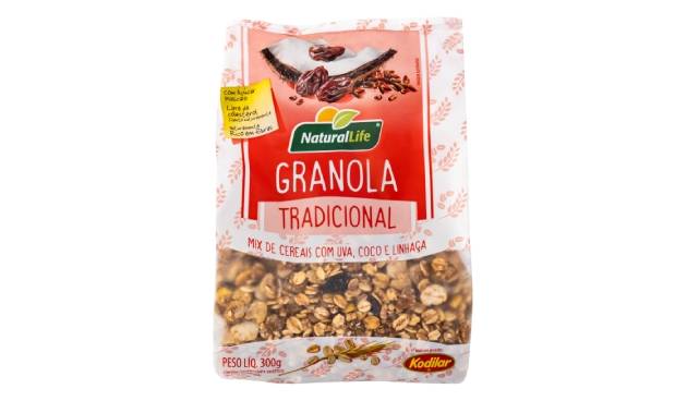 Natural life granola tradicional mix de cereais com uva, coco e linhaça (300 g)