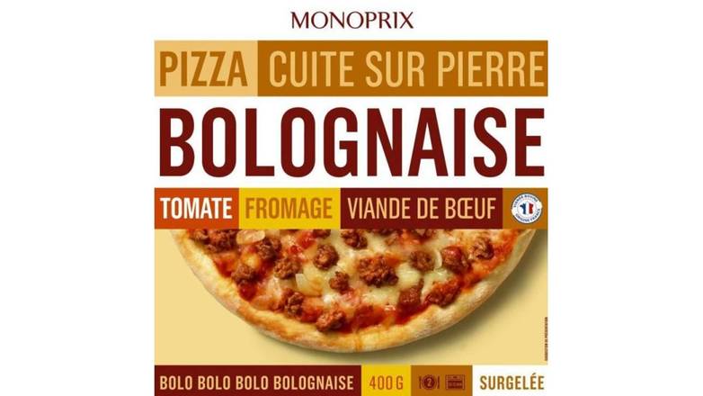Monoprix - Pizza à la bolognaise cuite sur pierre