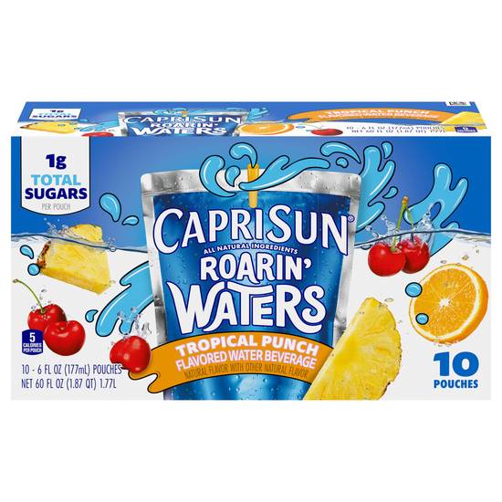 Capri Sun Roarin' Waters Tropical Tide Flavored Water Beverage (10 ct, 6 floz)