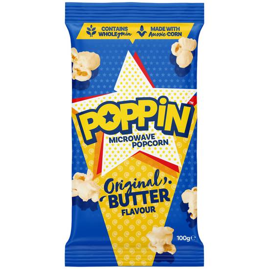 Poppin Microwave Popcorn Butter Flavour 100g