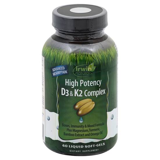 Irwin Naturals High Potency D3 & K2 Complex Soft Gels (60 ct)
