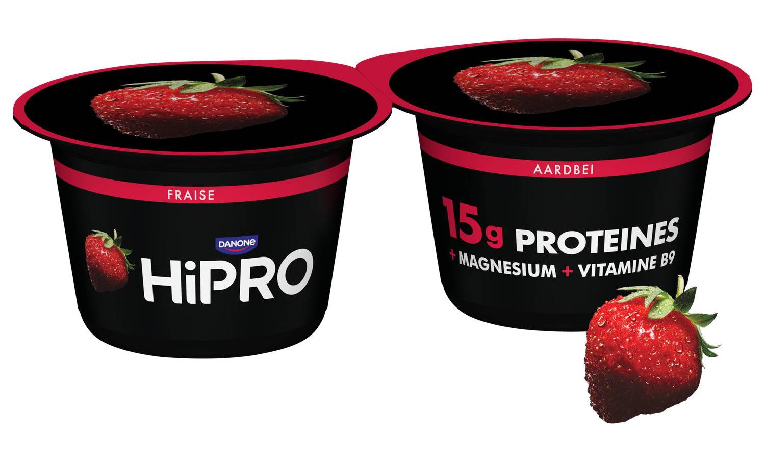 Hipro - Yaourt protéiné 0% mg, fraise (2 x 160g)