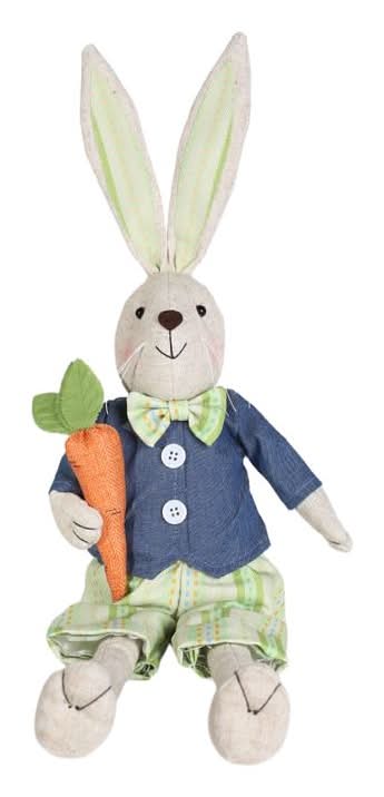 Pascua Conejo de Tela Sentado con Zanahoria 14x9x5 1 Pz