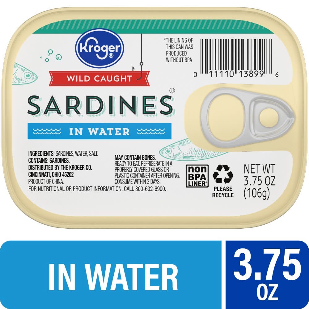 Kroger Wild Caught Sardines in Water (3.75 oz)