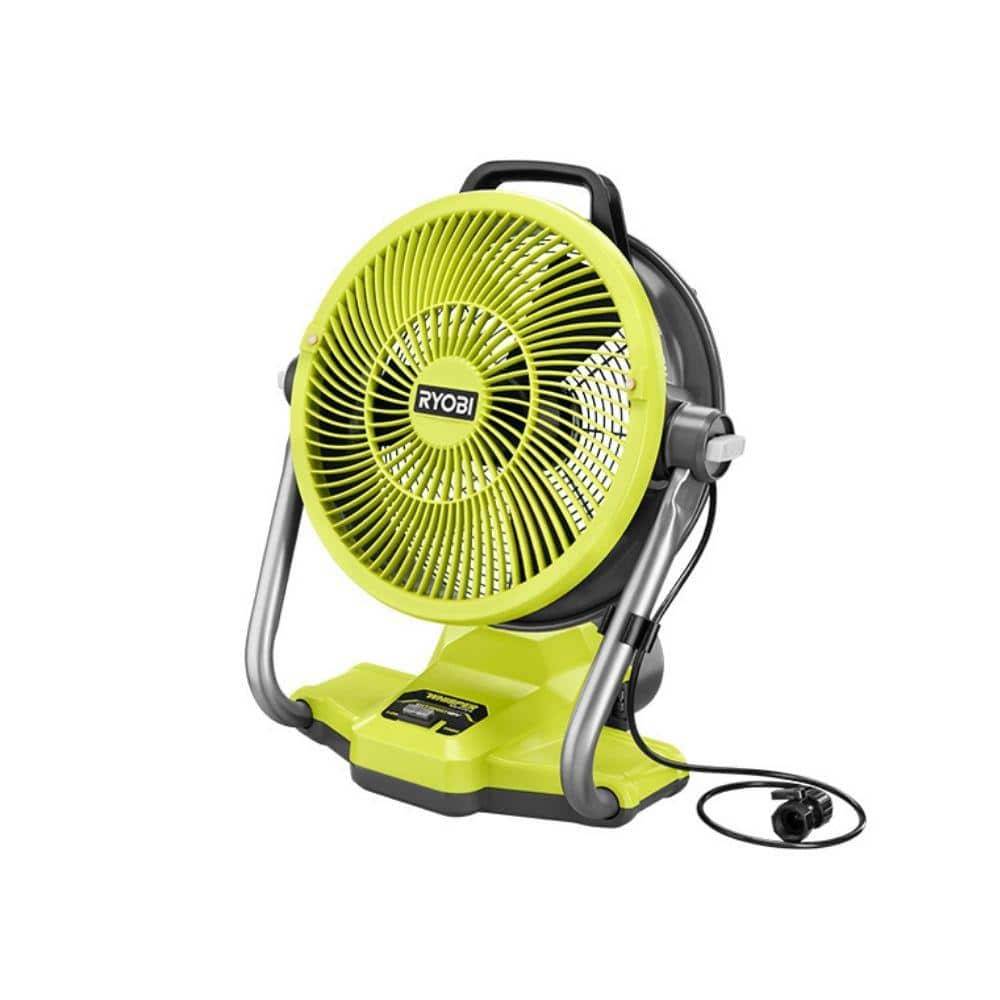 Ryobi One+ 18V Cordless Hybrid Whisper Series 12 In. Misting Air Cannon Fan (Tool Only)