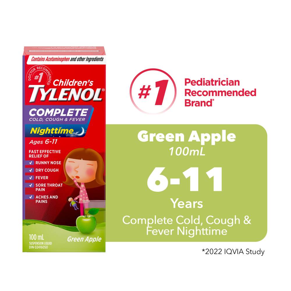 Tylenol Complete Cold Cough & Fever Nighttime Green Apple (100 g)