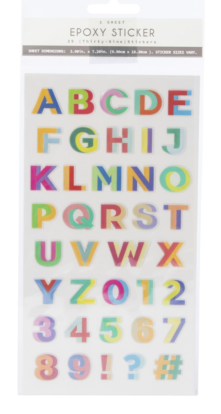 Epoxy Alphabet Letter & Number Stickers 38-Count Yellow