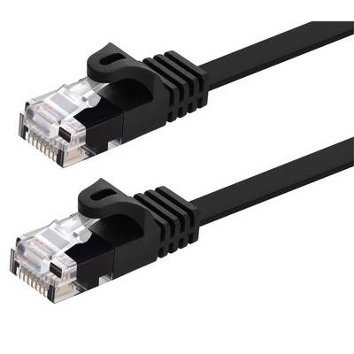 Monoprice Flat Cat6 Ethernet Patch Cable - 1 Feet - Black, Snagless RJ45, Flat, 550MHz, UTP, Pure Bare Copper Wire, 30AWG - Flexboot Series