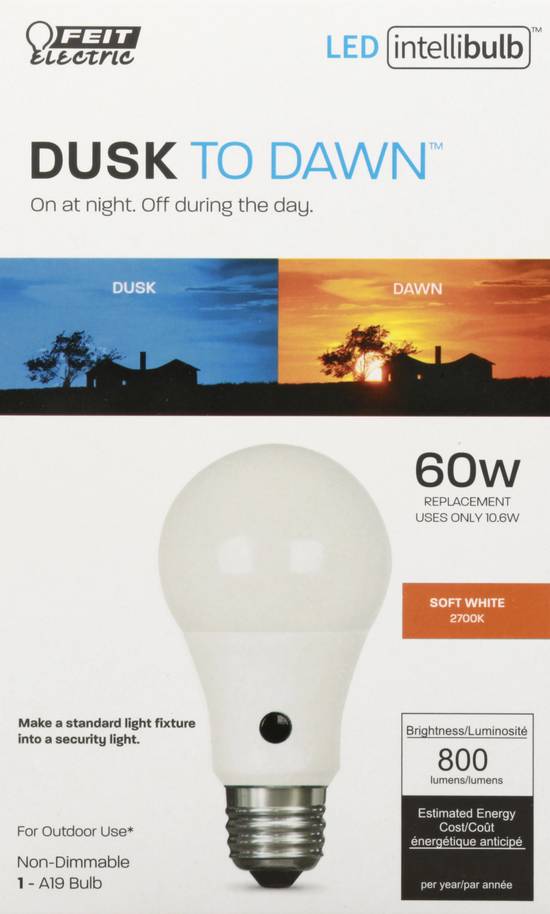 Feit Electric 60w Dusk To Dawn Soft White Light Bulb