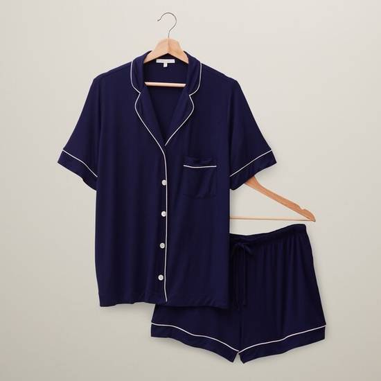 Piped Pajama Short Set