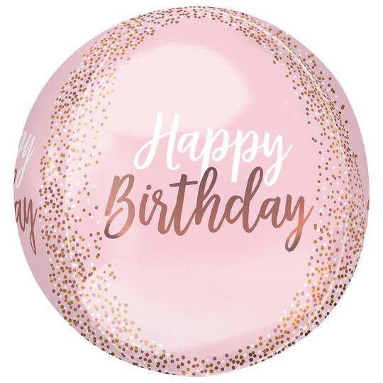 Inflated Anagram Happy Birthday  Blush Balloon, Light Pink