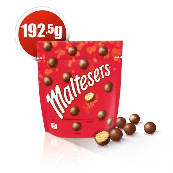 Bonbons chocolat au lait fourrage au lait malté MALTESERS - le sachet de 192,5 g