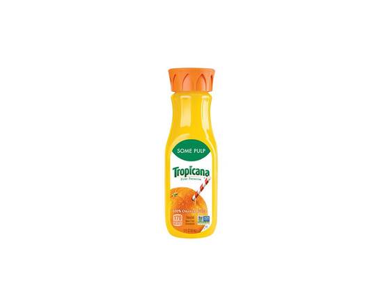 Order Tropicana Orange Juice with Pulp 12oz food online from Chevron Extramile store, Everett on bringmethat.com