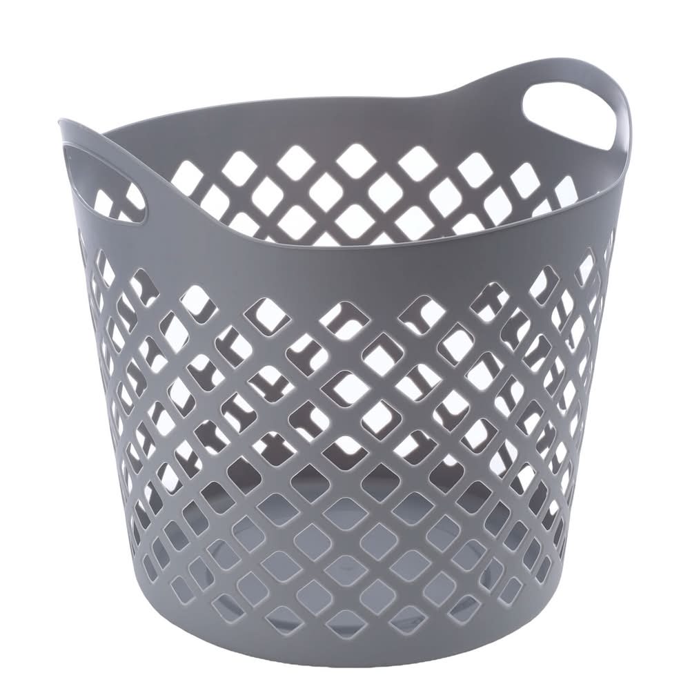 Ezystorage 37.5L Grey Flexi Diamond Round Laundry Basket