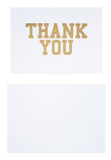 Recollections Thank You Graduation Cards & Envelopes, 3.5x4.8 In, White-Gold (20 ct)