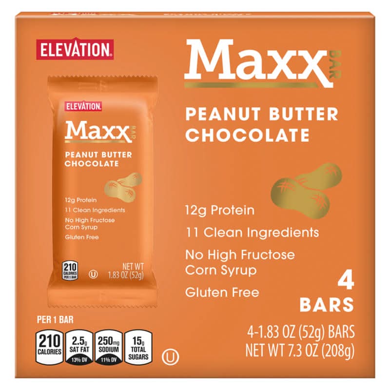 Elevation Maxx Snack Bars, Chocolate Peanut Butter (4 x 1.83 oz)