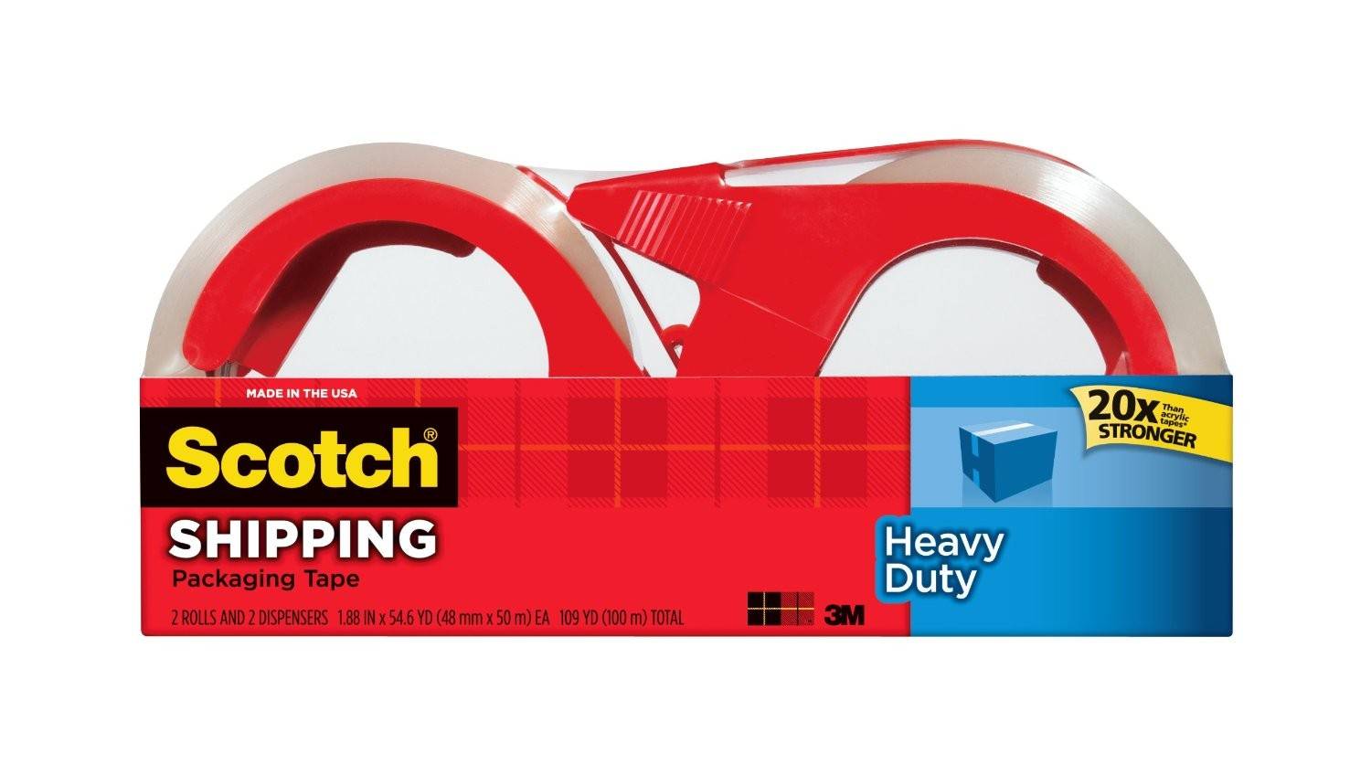 Scotch Clear Heavy-Duty Shipping Packing Tape With Dispenser