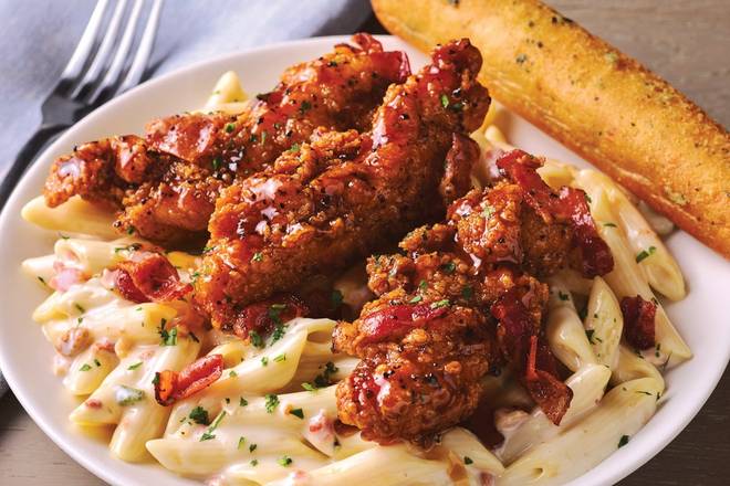 Four-Cheese Mac & Cheese with Honey Pepper Chicken Tenders