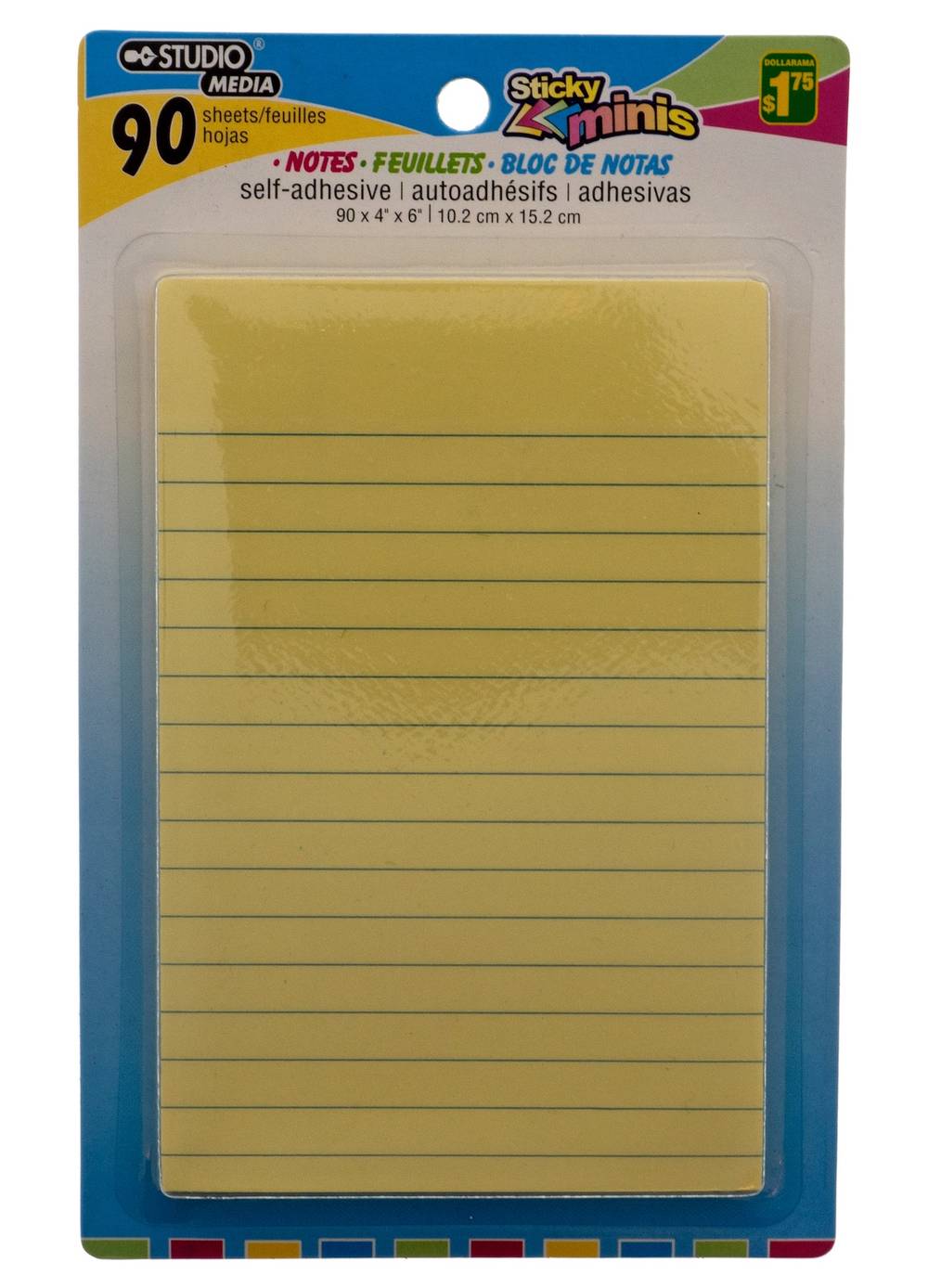 Studio Sticky Note Pad For To Note Important Things, 4 in x 6 in, Yellow (90 ct)