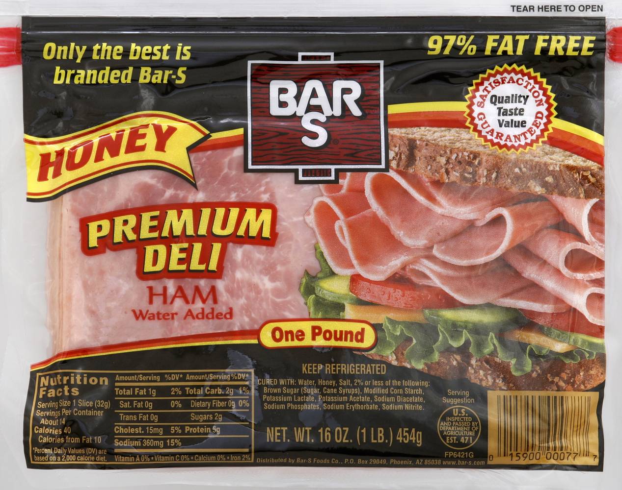 Bar-S Premium Deli Honey Ham (16 oz)
