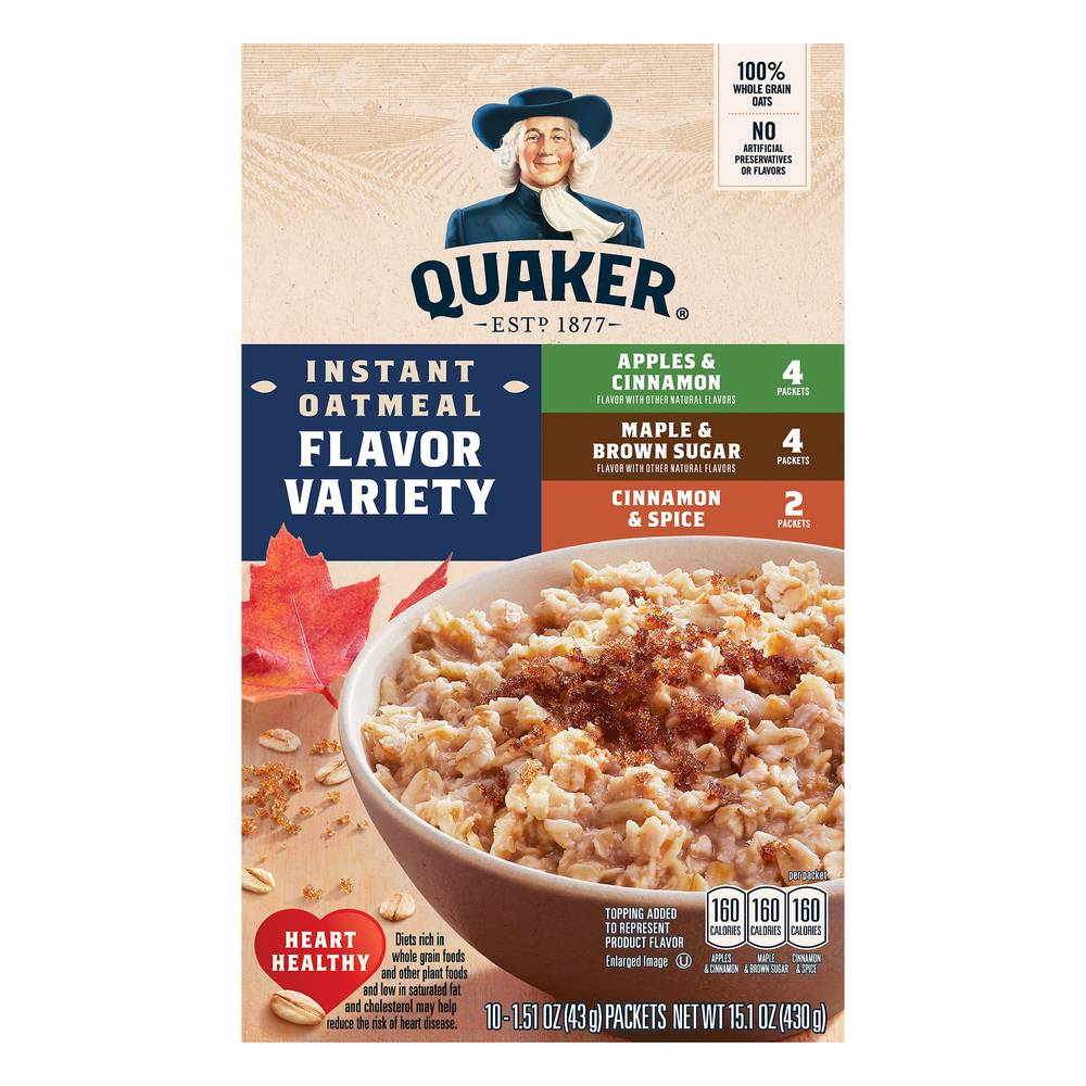 Quaker Instant Oatmeal, Assorted (15.1 oz, 10 ct)