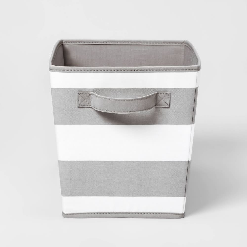 Pillowfort Large Canvas Striped Kids' Bin, Gray