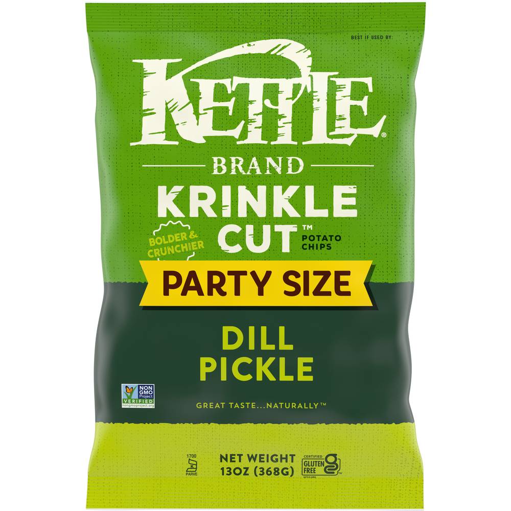 Kettle Brand Potato Chips, Krinkle Cut, Dill Pickle Kettle Chips ( party size)