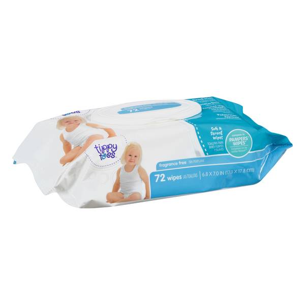 Tippy Toes Fragrance Free Baby Wipes (72 ct)