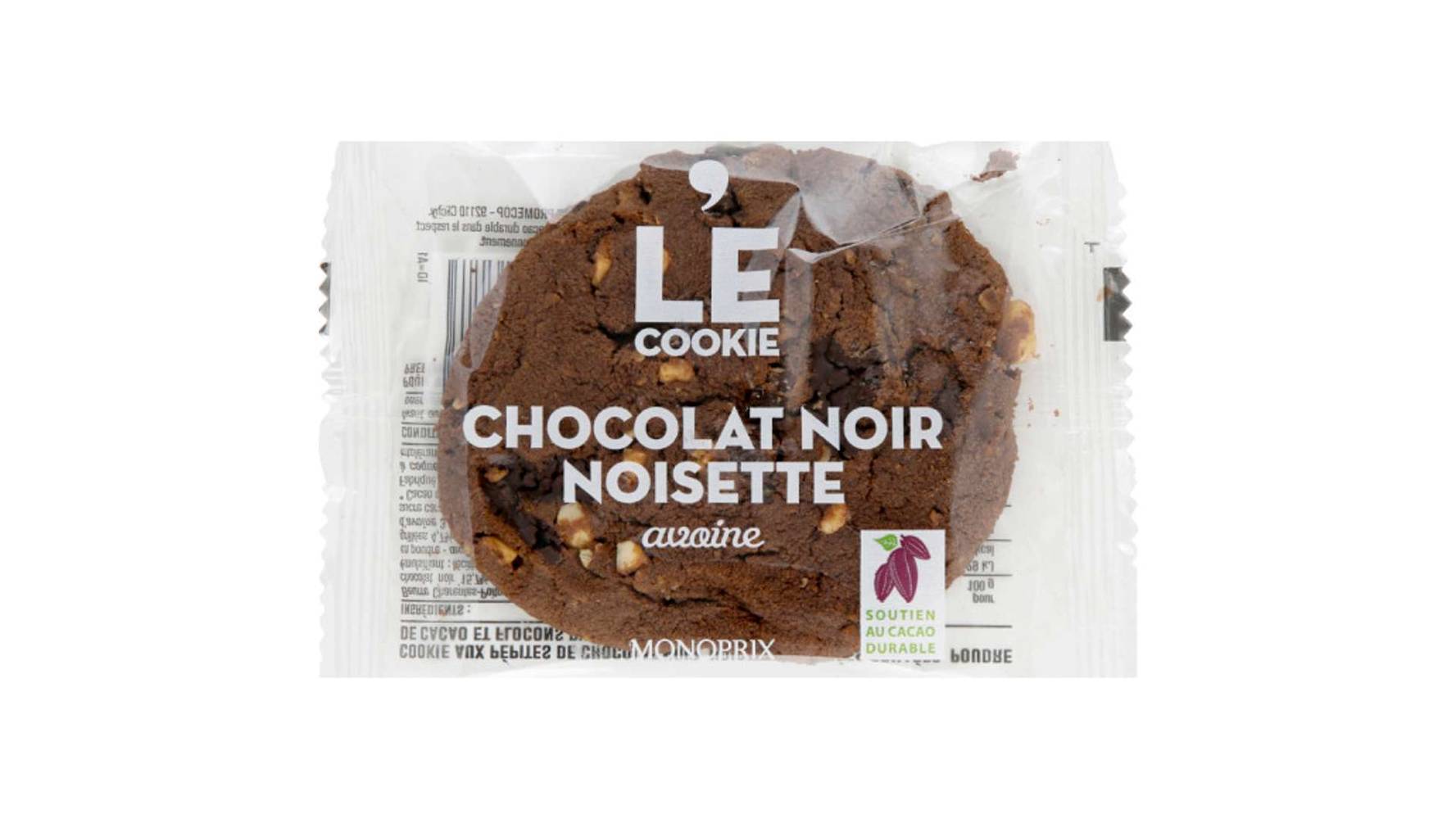 Monoprix Cookie chocolat noir noisette avoine Le paquet de 75 g