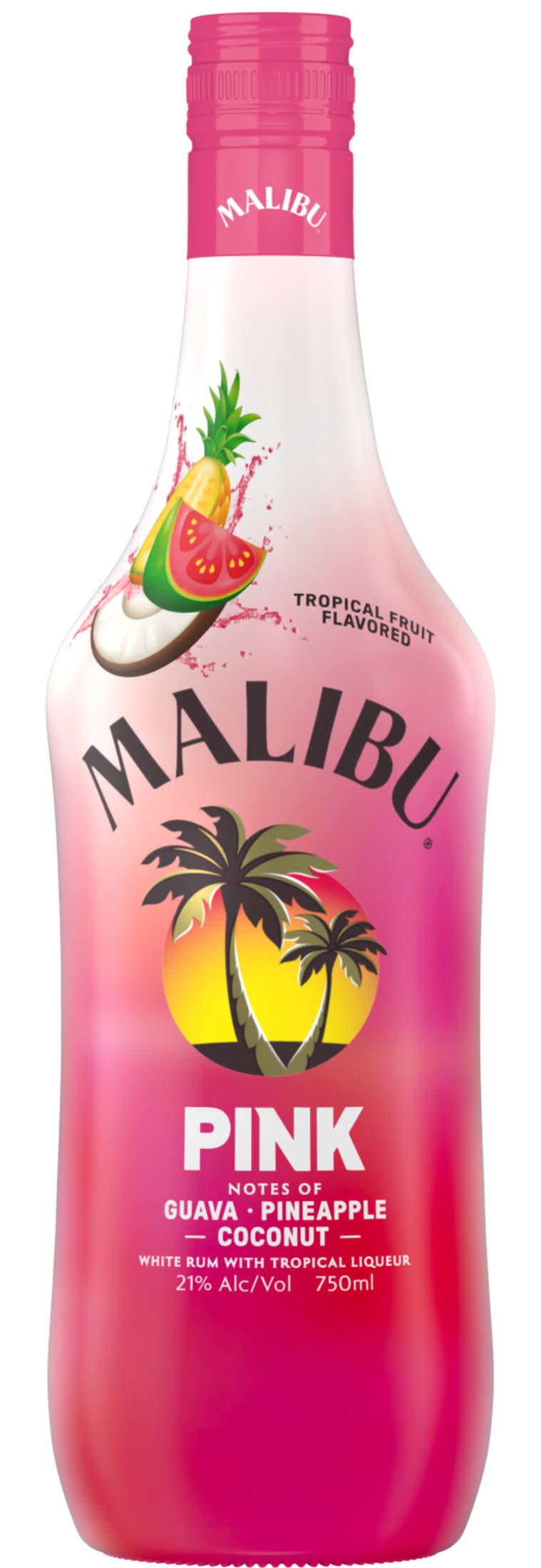 Malibu Pink Notes White Rum With Tropical Liqueur, Tropical Fruit (750 ml)