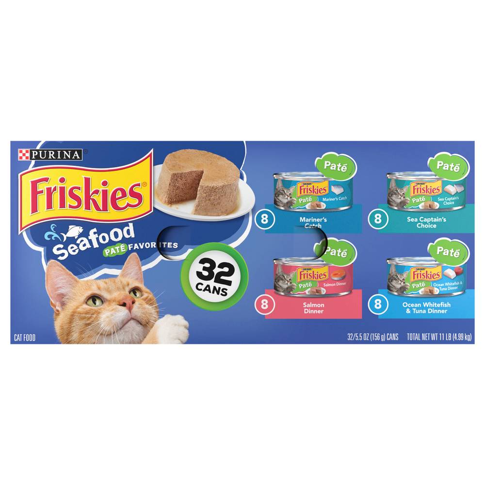 Friskies Pate Wet Cat Food Variety Pack, Seafood Favorites (32 ct)