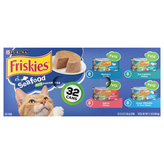 Friskies Pate Wet Cat Food Variety Pack, Seafood Favorites (32 ct)