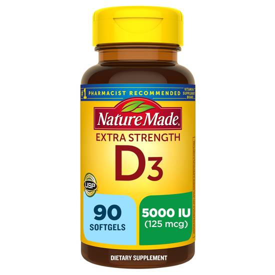 Nature Made Extra Strength Vitamin D 125 mcg (5000 IU) Softgels, 90 CT