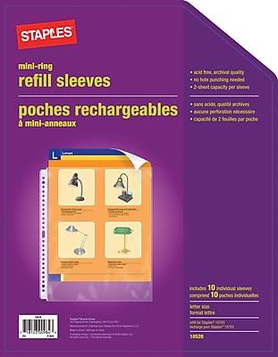Staples Spiral-Ring Presentation Book Letter Size Additional Sleeves, 10/Pack (10520-CC)